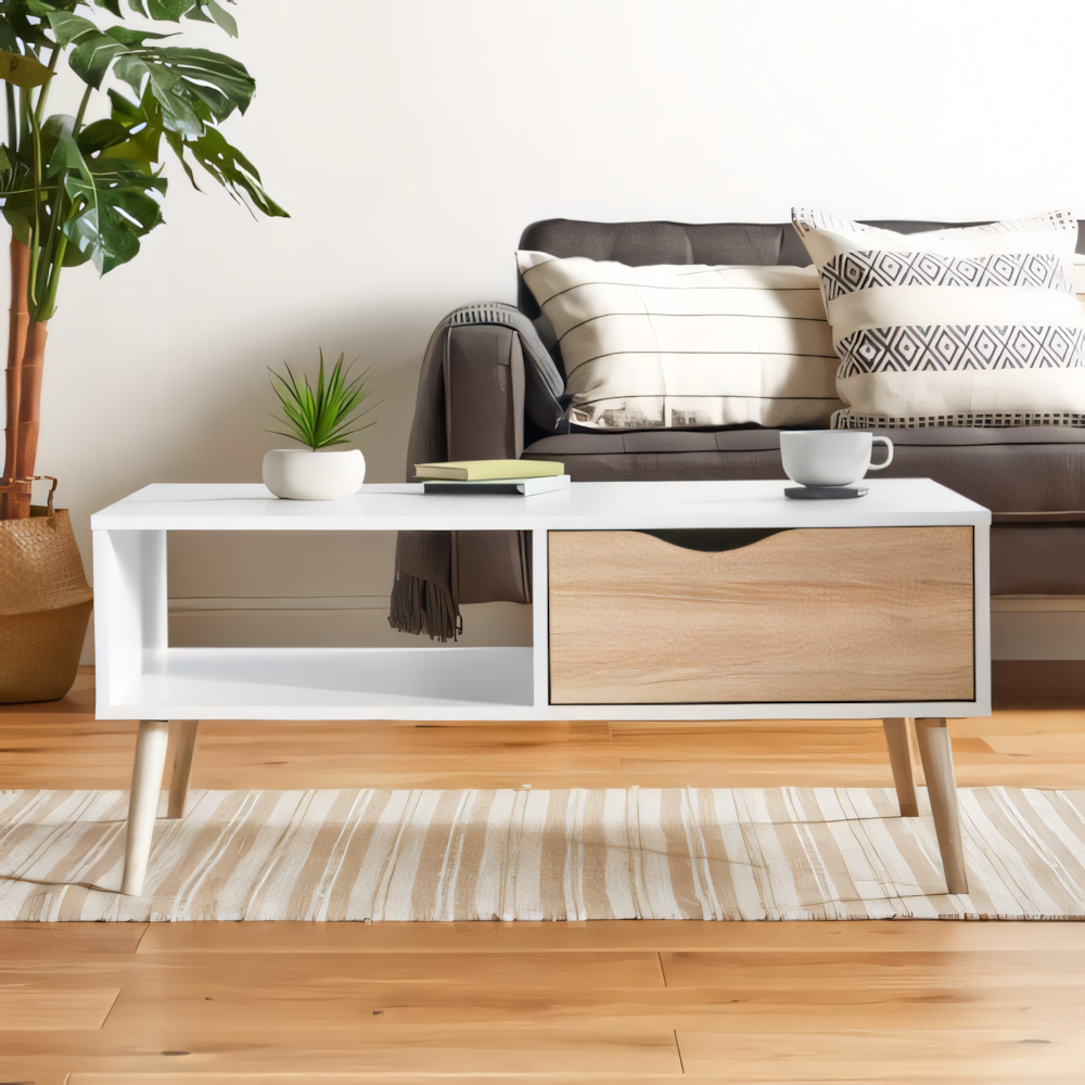 Table Unit | White & Wooden | 100 x 50 x 40 | TA12