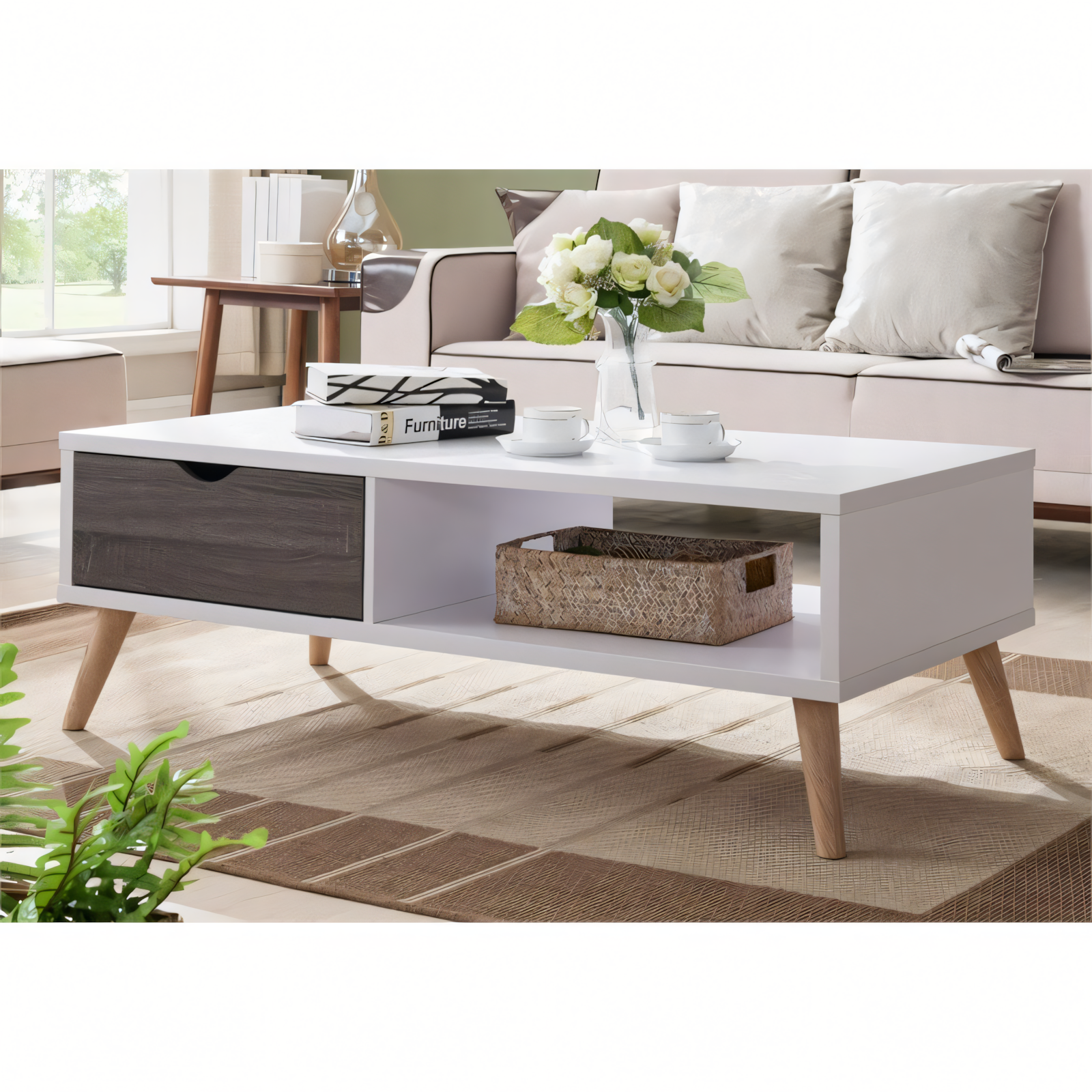 Table Unit | White & Grey | 100 x 50 x 40 | TA9